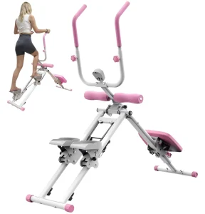 Metal Foldable Vertical Climber Fitness Machine, 360-Degree Rotation, All-Wheel Drive