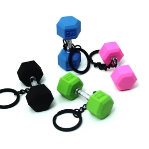 Metal Mini Dumbbell Keychain