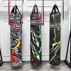 Microfiber Leather Punching Bag Sand Bag Wear Resistant Shock Absorbent for MMA Muay Thai Taekwondo Martial Arts Training