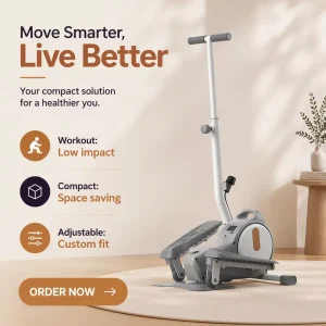 Mini Elliptical Trainer Manual Home Use Silent Compact Fitness Machine Magnetic Resistance Rear Wheel Drive