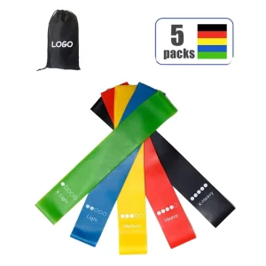 Mini Latex Resistance Bands Set, 5 Pieces, Yoga Loops, Carry Bag