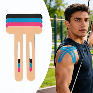 Mixed Color Pre-Cut I-Shape Hypoallergenic Breathable Sport Kinesiology Tape for Shoulder Muscle Physiotherapy Strapping