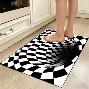 Modern 2-Piece Washable Non-Slip Waterproof Foam Plastic Kitchen Rug Set