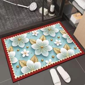 Modern Bathroom Carpet Set Rubber Bottom Oval Non-Slip Quick-Drying Super Absorbent Thin Eco-Friendly 100% Polyester 3.5mm Mat