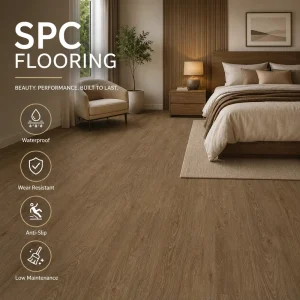 Modern Click Lock Flooring Fireproof Waterproof High Hardness 7mm 8mm SPC Flooring Commercial
