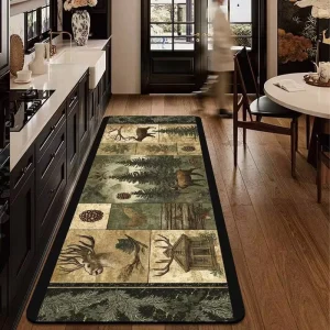 Modern Crystal Velvet Anti Slip Kitchen Floor Mat Set Retail Polyester Anti Fatigue Comfort