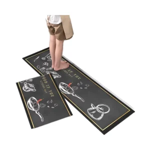 Modern Cushioned Thick Non-Slip Kitchen and Bathroom Mat Novelty Strip Pattern Washable