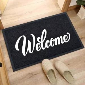 Modern Entrance Welcome Mat PVC Coil Door Mat Customized Hello Design Anti-Slip Geometric Pattern Eco-Friendly Waterproof