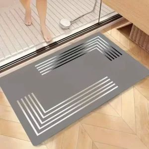 Modern Floral Diatomite Door Mat Quick-Dry Absorbent Non-Slip Rug with High-Frequency Edging