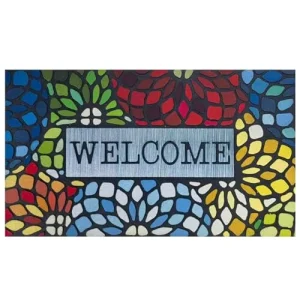 Modern Floral Pattern WELCOME Cut-Pile Anti-Slip Outdoor Entryway Waterproof Door Mat Factory Customized