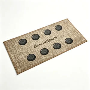 Modern Geometric Kitchen Runner Mat, Polyester, Latex Anti-Slip Backing, Oil-Proof, Water-Absorbent, Black Stone Pattern