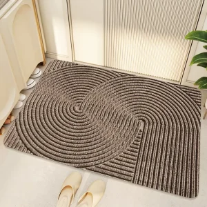 Modern Home Entry Floor Mats Washable Non Slip PVC Geometric Pattern Easy Care Mud Scraping Wear Resistant Outdoor Carpet