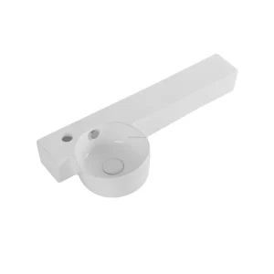 Modern Long Ceramic Bathroom Basin with Single-Hole Faucet Mount, Back-to-Wall
