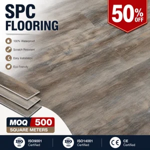 Modern Luxury Vinyl Flooring High Gloss Eco Friendly Wood Grain 8mm 10mm Spc Flooring for Office