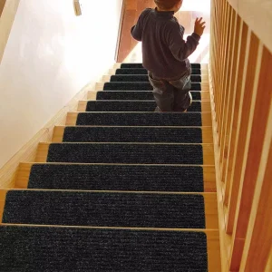 Modern Non-Slip Reversible Cushioned Self-Adhesive Stain-Resistant Indoor Stair Tread Carpet Mats