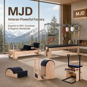 Modern Oak Wood Pilates Reformer 5-Piece Bundle for Boutique Fitness Centers
