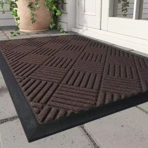 Modern Rectangle Shape Welcome Doormat Pattern Rug Cushioned Polypropylene Door Floor Mat for Home Hotel Office Outdoor Washable