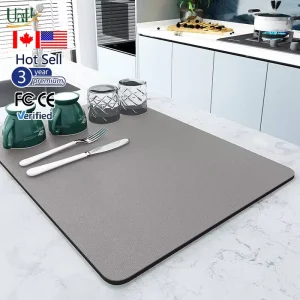 Modern Rubber Dish Drying Mat, Handmade, Quick-Drying, Non-Slip, Washable, Absorbent, Tabletop