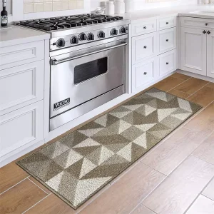 Modern Tufted Dirt-Resistant Machine-Washable Absorbent Polypropylene Kitchen Area Rug with Non-Slip Rubber Backing