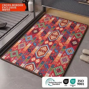 Moroccan Bath Mat Non Slip Quick Dry Absorbent Boho Pattern Bathroom Floor Mat Custom Design Factory