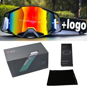 Moto Bike Goggles Full Rim Clear PC Frame Plastic Lenses Replaceable Lightweight Cycling Outdoor Sports