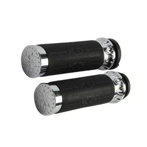 Motorcycle Aluminum and Rubber Hand Grips with Throttle Controls, Black, 38*140mm