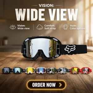 Motorcycle Helmet Goggles for Cycling, Outdoor Sports, and Skiing, Lightweight Waterproof UV Protection Retro Design
