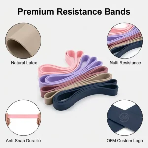 Multi-Color Flat Silicone Resistance Loop Bands Set, Heavy, Medium, and Light