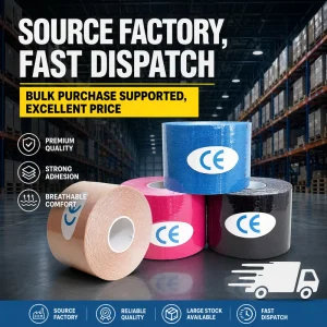 Multi-Colored Cotton 5cm x 5m Adhesive Kinesiology Tape for Physical Therapy and Sports