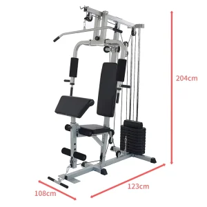 Multi-Function Fitness Station with 150 lb Weight Stack for Home Gym