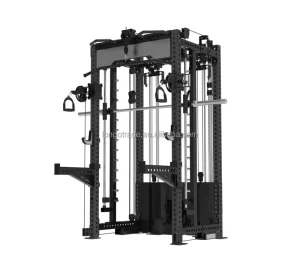 Multi-Function Smith Machine Cable Power Rack with Lat Pulldown, Low Row, and Squat Rack