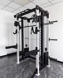 Multi-Function Smith Machine Power Rack with Integrated Cable Crossover System
