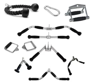 Multi-Function Triceps Rope V-Shaped Handle and Lat Pull Bar for Power Rack
