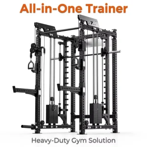 Multi-Functional Full-Body Training Power Rack Smith Machine with Hidden Weight Stacks