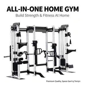 Multi Functional Smith Machine Half Cage Power Squat Rack Commercial Gym Strength Training Equipment for Home Studio
