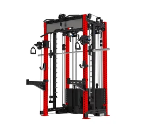 Multi-Functional Smith Machine Home Gym Trainer Power Rack with Cable Crossover and Squat Rack