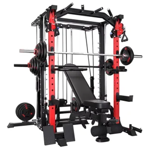Multi-Functional Smith Machine with 14-Level Adjustable Safety Rack for Squat, Bench Press, and Fly