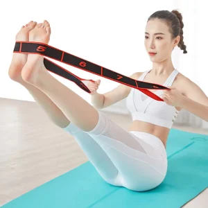 Multi Grip Fitness Pilates Stretching Band Yoga Strap with Loops for Rehab Dance Shaping Gymnastics Sports Entertainment Product