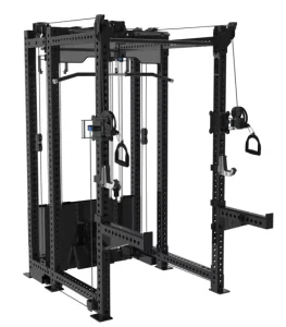 Multi-Gym Multi-Function Station Smith Machine Cable Power Rack with Lat Pulldown Low Row and Functional Trainer