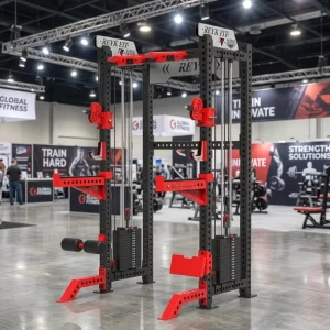 Multi-Gym Smith Cable Machine Squat Rack Functional Power Rack with 75kg Weight Stack and Triceps Station