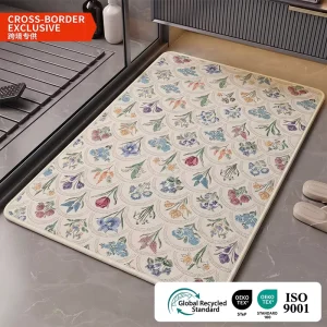 Multi-Purpose Geometric Non-Slip Quick-Dry Absorbent Woven Floor Mat Custom Logo OEM Factory