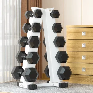 Multi-Size Five-Tier Foldable Commercial Dumbbell Rack, Thickened Iron, Hexagonal Electroplated