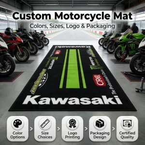 Multi-Size PVC Anti-Slip Motorcycle Garage Floor Mat, Waterproof, for Showrooms and Home Garages