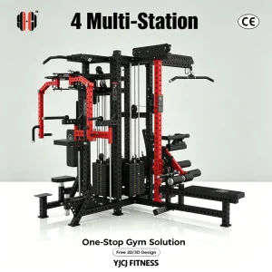 Multi-Station Strength Training Machine, Dual Weight Towers, Squat Rack, Fly Arms, Leg Module, Long Bench, Steel, 360KG