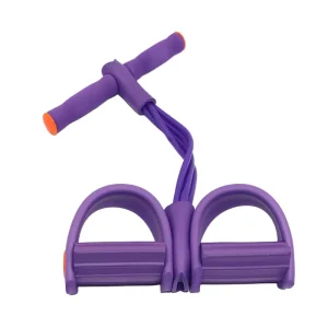 Multi-Tension Purple Pedal Resistance Band Sit-Up Exerciser for Core, Leg and Abdominal Training at Home
