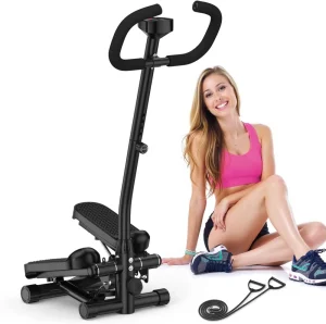 Multi functional Adjustable Stepper with Handlebar Aerobic Mini Stepper with Counter Resistance Bands Aerobic Twist Exercise