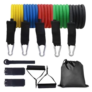 Multicolor 11-Piece Resistance Band Tube Set with Handles for Home Workouts