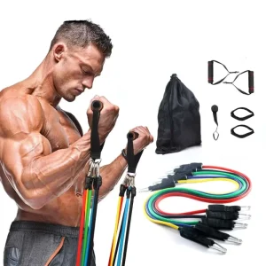 Multifunction 5-Tube Elastic Fitness Tension Rope with Yoga Pedal for Stretching and Abdominal Training
