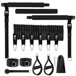 Multifunctional Adjustable TPE Fitness Yoga Exercise Accessories Durable Foot Loop Toning Training Stick 3 Section Pilates Ring
