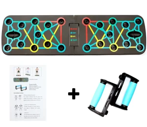 Multifunctional Foldable ABS Push Up Bracket Board with Resistance Bands